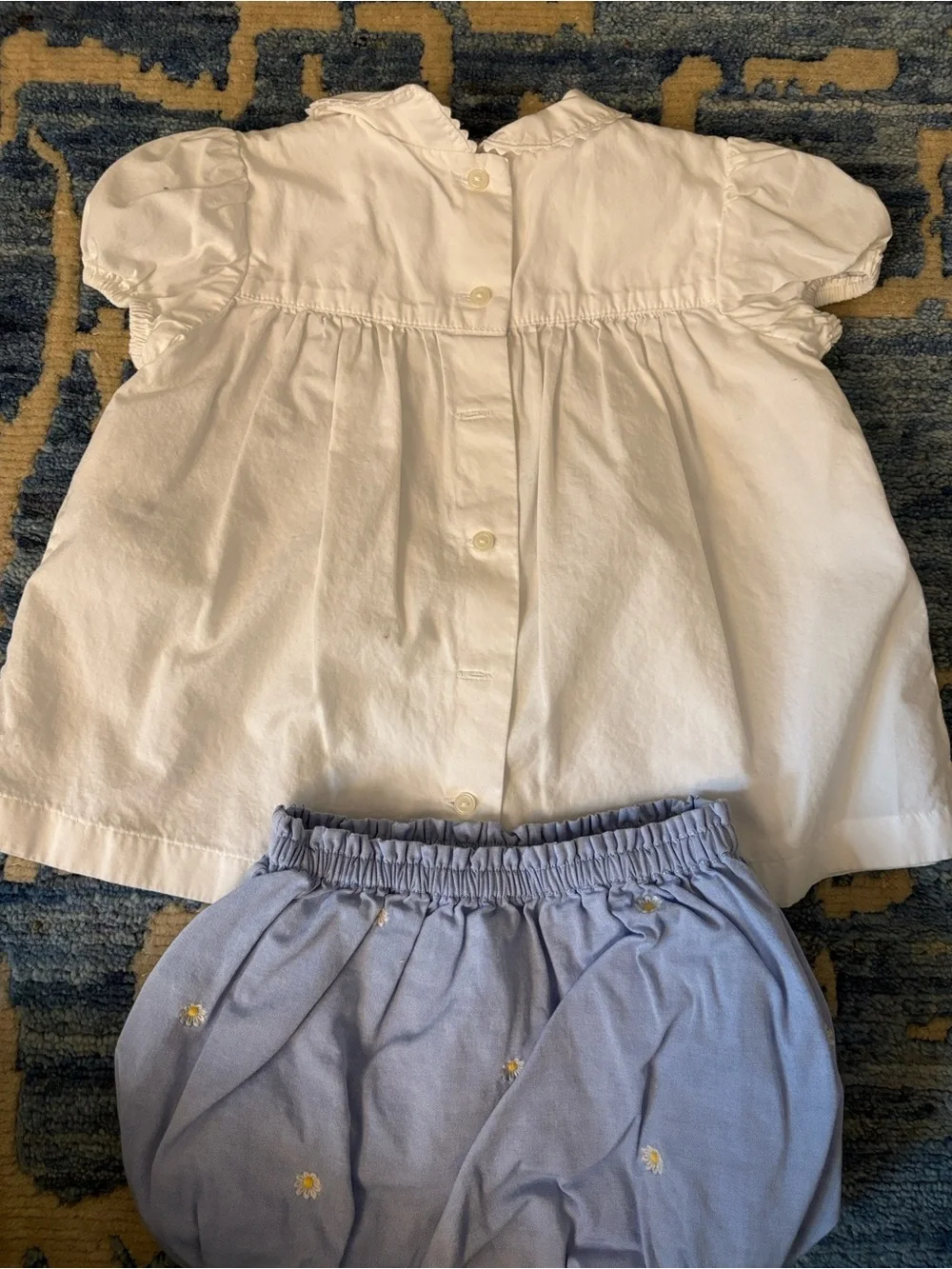 Ralph Lauren White Top with Light Blue Daisy Bloomer